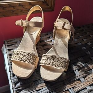 Nine West Cork Platform Wedge Sandals Women Sz 9.5